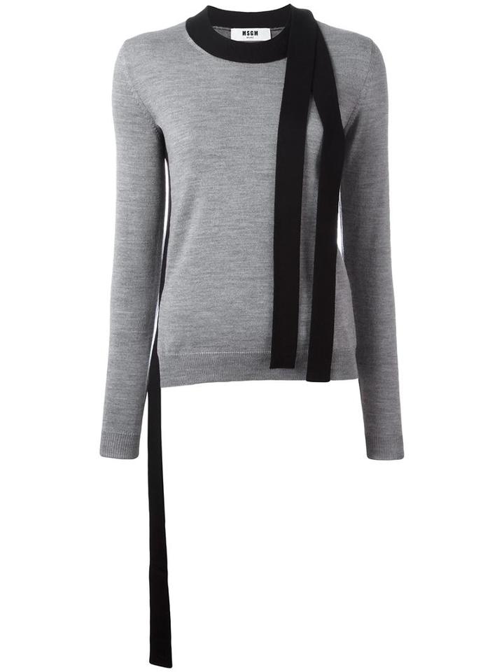 Msgm Lateral Slit Pullover, Women's, Size: Xs, Grey, Virgin Wool