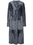 Drome Round Collar Midi Coat, Women's, Size: Medium, Grey, Lamb Fur/lamb Skin