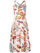 Peter Pilotto Floral Print Dress, Women's, Size: 8, White, Spandex/elastane/viscose