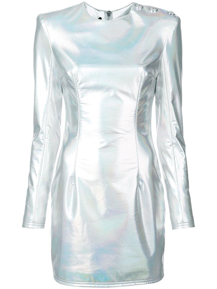 Balmain Holographic Mini Dress - Silver