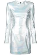 Balmain Holographic Mini Dress - Silver