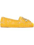 Dolce & Gabbana Embellished Lace Espadrilles - Yellow & Orange