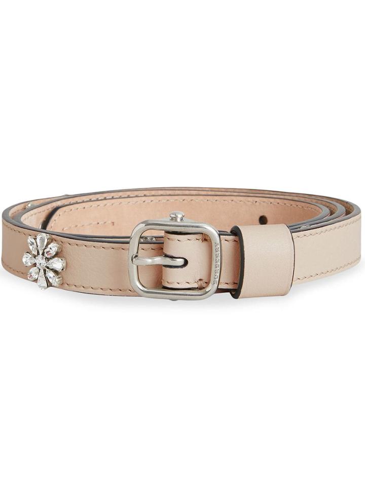 Burberry Crystal Daisy Leather Belt - Neutrals