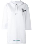 Off-white Three-quarters Sleeves Drawstring Hoodie