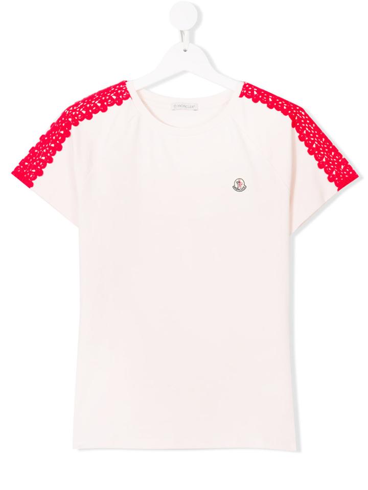 Moncler Kids Embroidered Sleeve T-shirt - Pink & Purple