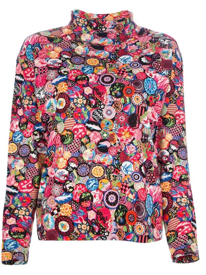 Kenzo Vintage Multi-print Polo Neck Top