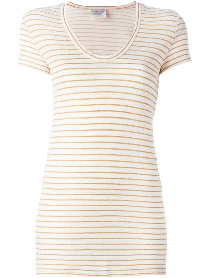 Forte Forte Bicolour T-shirt, Women's, Size: 0, Brown, Silk/cotton