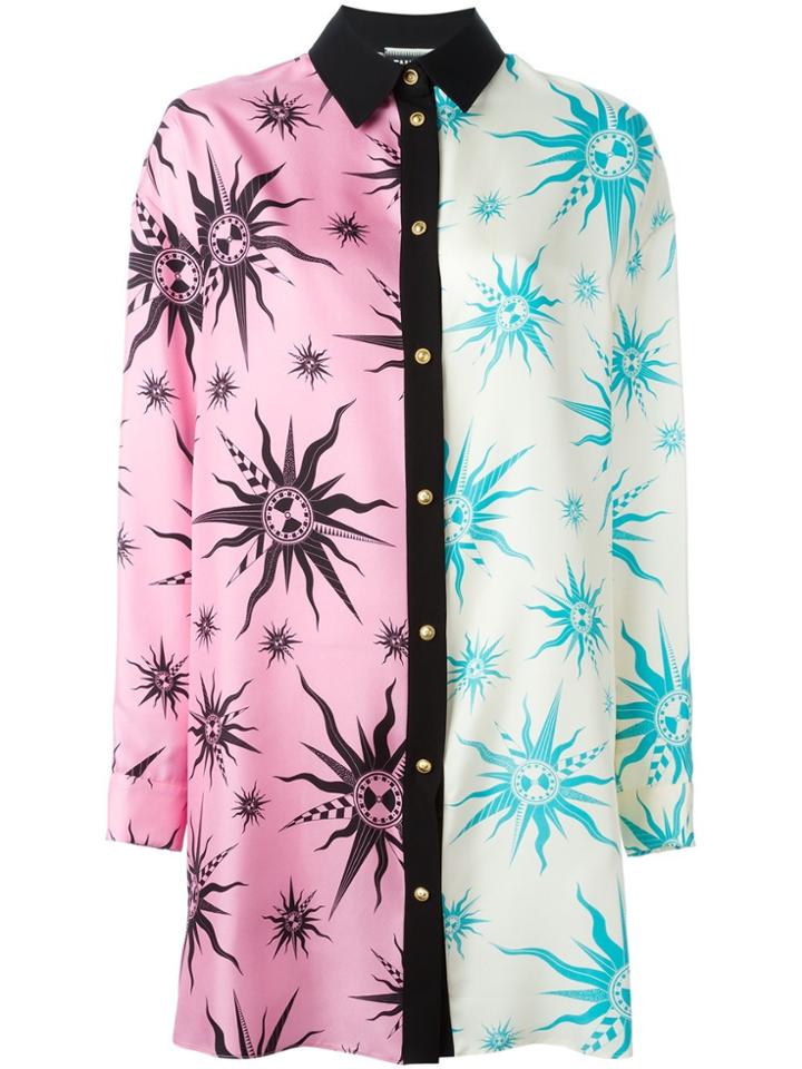 Fausto Puglisi Contrast Print Shirt Dress - Pink & Purple