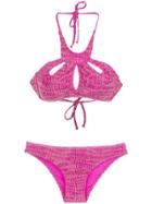 Amir Slama Cut Out Details Bikini Set - Pink & Purple