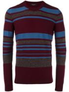 Roberto Collina Striped Crew Neck Jumper, Men's, Size: Large, Red, Merino/alpaca/nylon/spandex/elastane