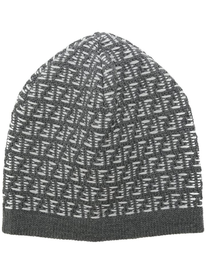 Fendi Ff Logo Beanie Hat - Grey