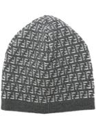 Fendi Ff Logo Beanie Hat - Grey