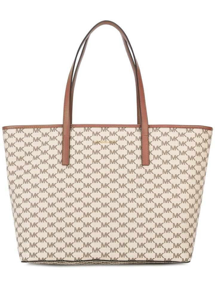 Michael Michael Kors - Monogram Print Tote - Women - Leather - One Size, Women's, Nude/neutrals, Leather