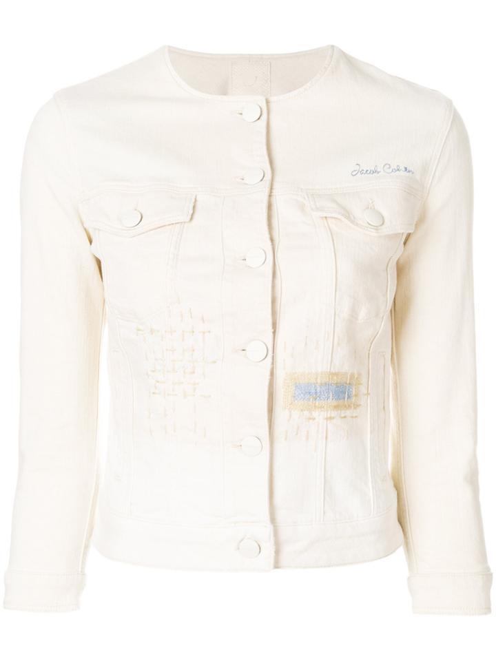 Jacob Cohen Collarless Denim Jacket - Nude & Neutrals