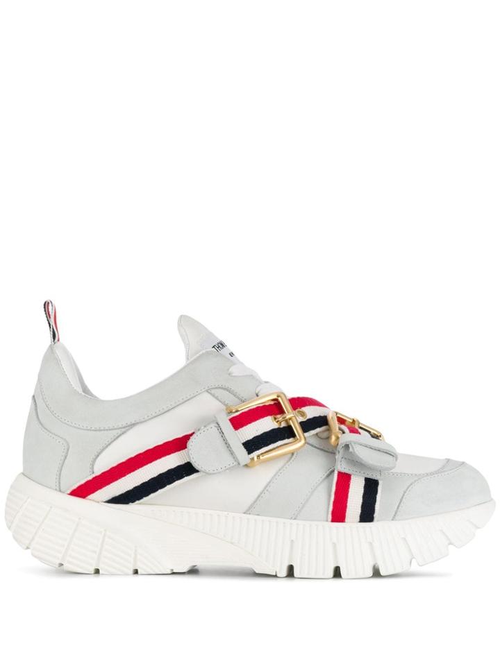 Thom Browne Nubuck Leather Raised Running Shoes - White
