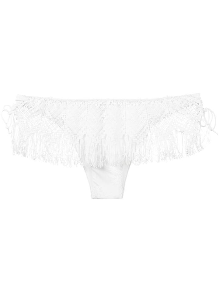 Ermanno Scervino - Tassel Bikini Bottoms - Women - Polyamide/polyester/spandex/elastane - I, White, Polyamide/polyester/spandex/elastane