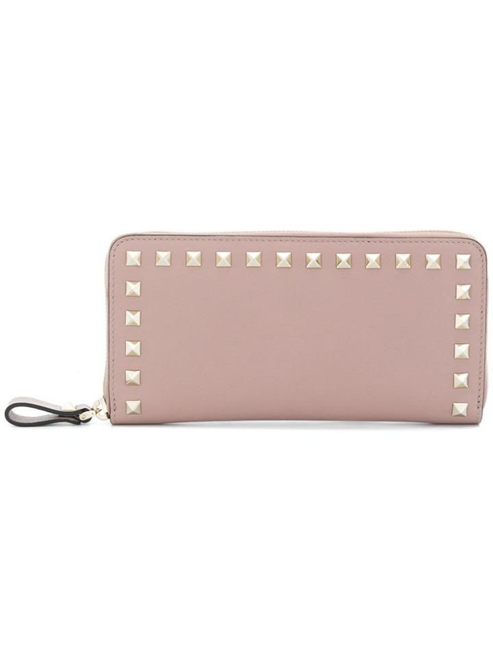 Valentino Rockstud Zip-around Wallet - Pink