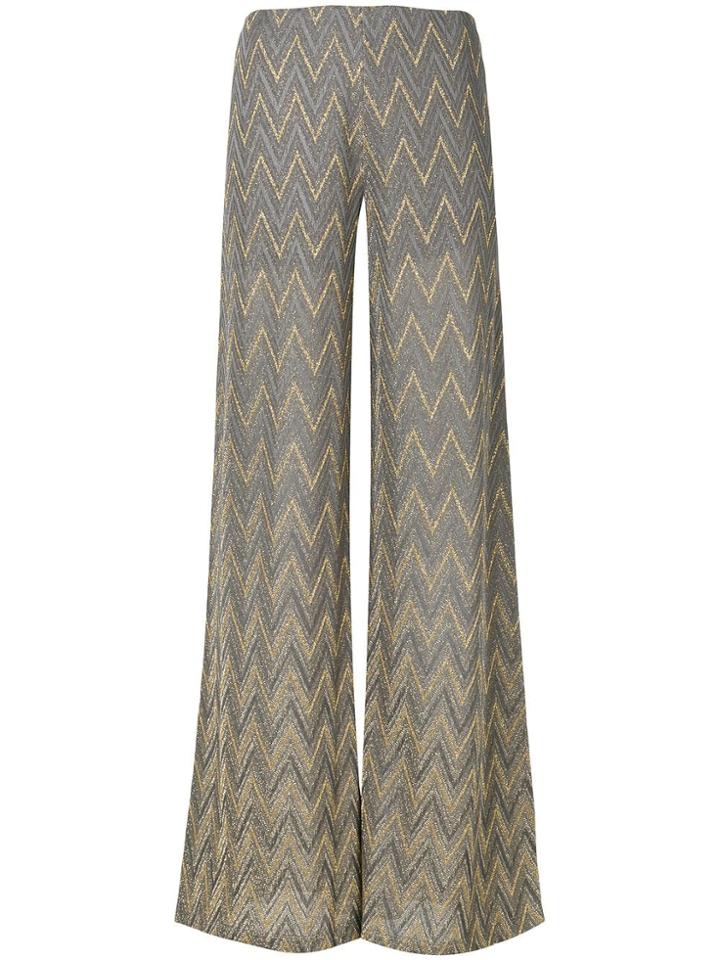 M Missoni Jacquard Knit Palazzo Trousers - Gold