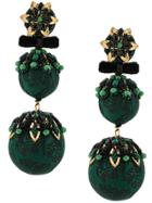 Ranjana Khan Pom-pom Drop Earrings - Green
