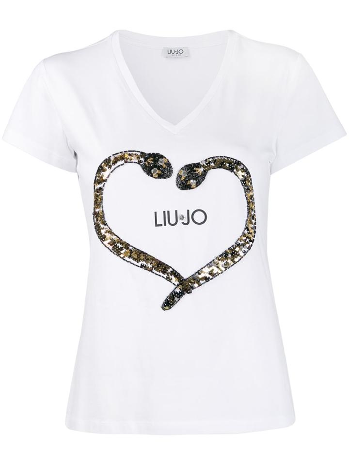 Liu Jo Sequinned Snake T-shirt - White
