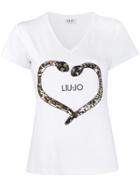 Liu Jo Sequinned Snake T-shirt - White