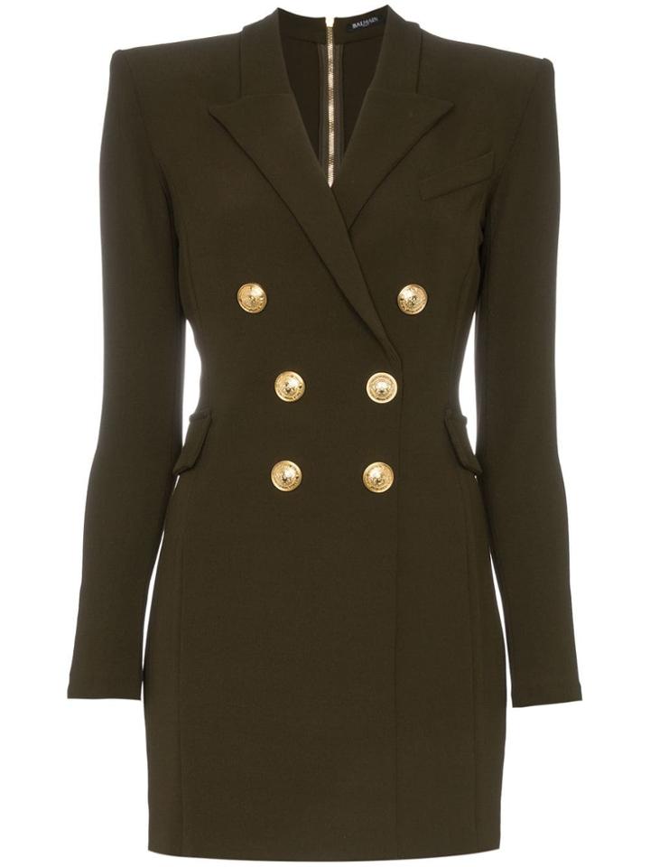Balmain Crêpe Mini Blazer Dress - Green