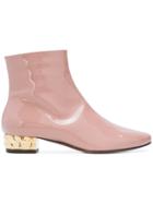 L'autre Chose Contrast Heel Ankle Boots - Pink & Purple
