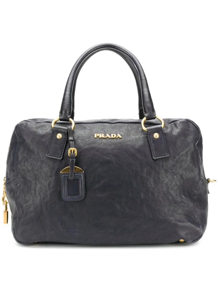 Prada Vintage 1990's Logo Lettering Tote - Blue