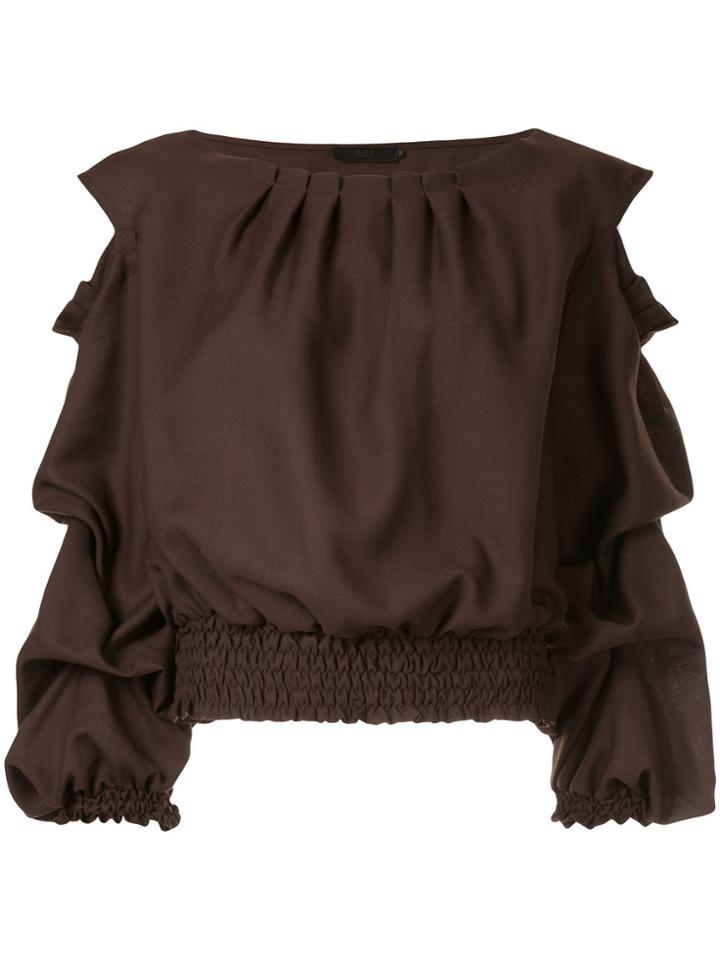 Aula Pleat Detail Top - Brown