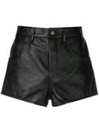 Saint Laurent Leather Flared Shorts - Black