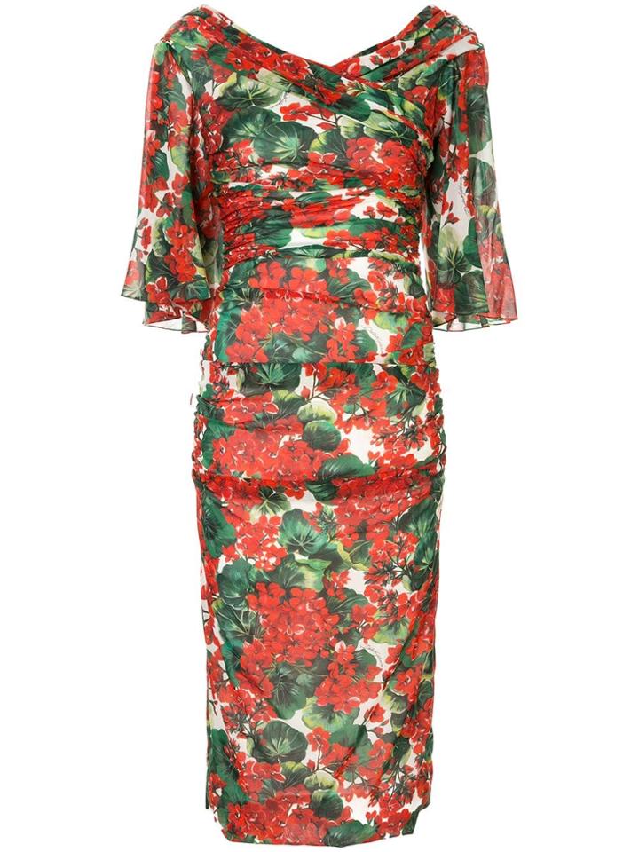 Dolce & Gabbana Portofino Print Midi Dress - Red