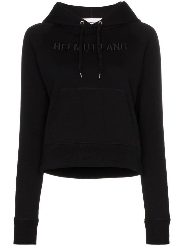 Helmut Lang Logo Embroidered Hoodie - Black