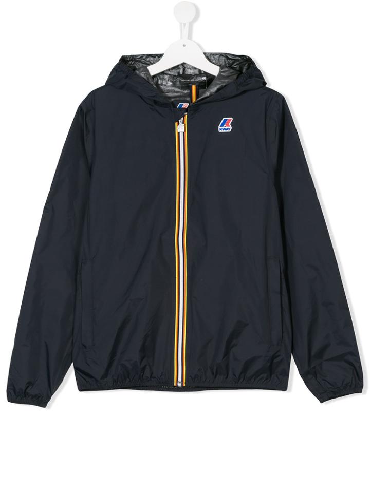 K Way Kids Teen Rainwear Zip Up Jacket - Blue
