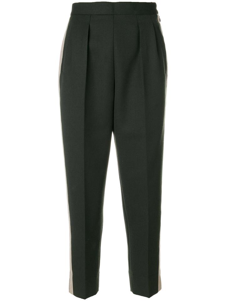 Maison Margiela Stripe Embellished Cropped Trousers - Green