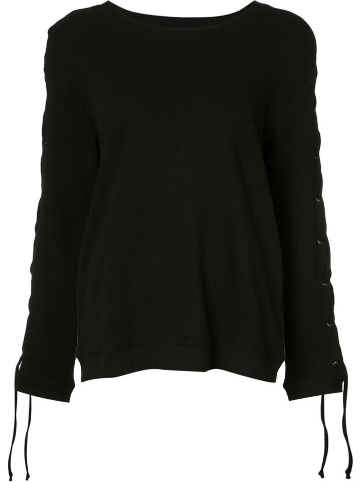 Rta Lace-up Sleeve Sweater, Women's, Size: Medium, Black, Cotton