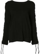 Rta Lace-up Sleeve Sweater, Women's, Size: Medium, Black, Cotton