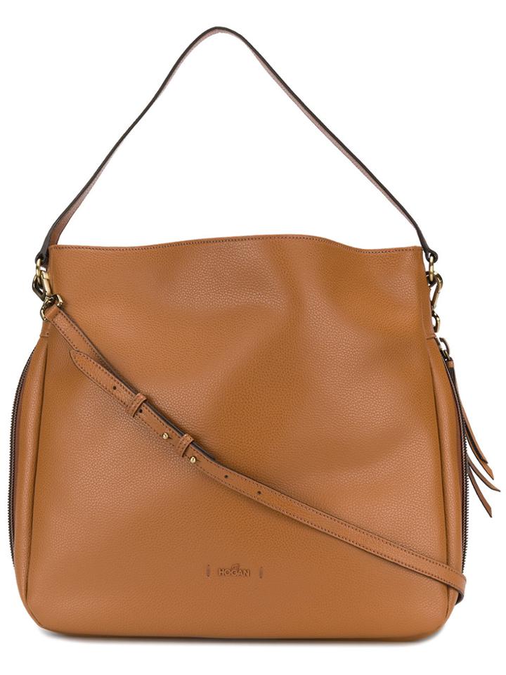 Hogan Logo Plaque Tote Bag - Brown