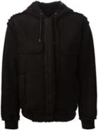 Proenza Schouler Hooded Fur Trim Jacket, Women's, Size: 6, Black, Lamb Skin/lamb Fur
