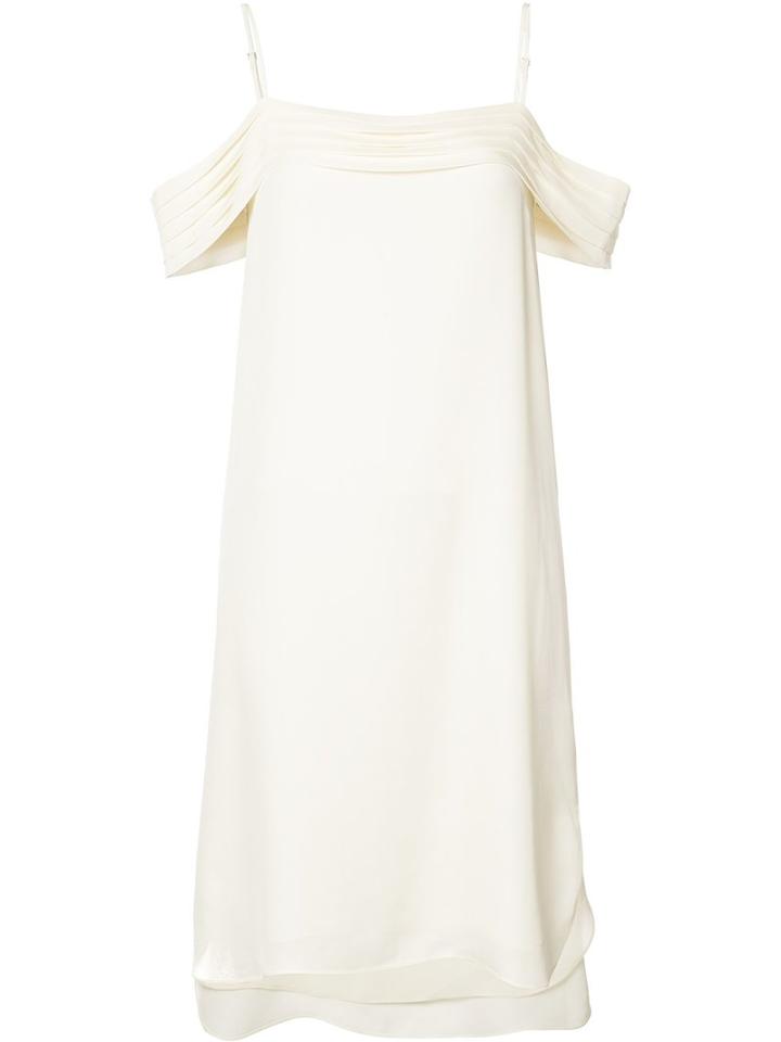T By Alexander Wang Ruffled Drop Shoulder Dress, Women's, Size: 2, White, Polyester/silk