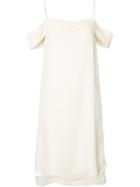 T By Alexander Wang Ruffled Drop Shoulder Dress, Women's, Size: 2, White, Polyester/silk