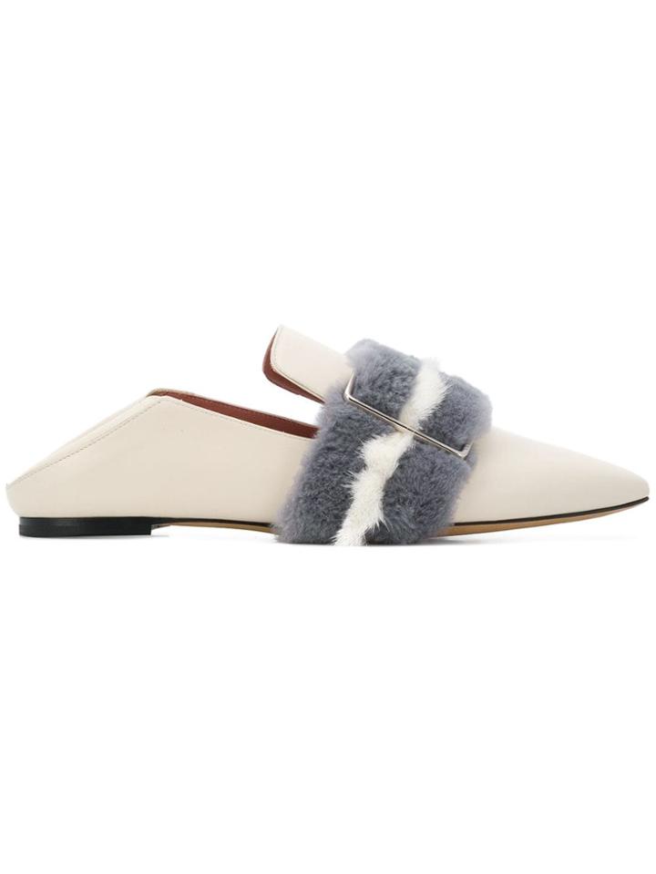 Bally Hamelia Mink Fur Trim Loafers - White