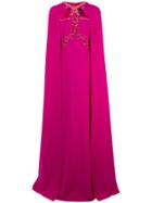 Marchesa Notte Beaded Embroidered Cape Gown - Pink