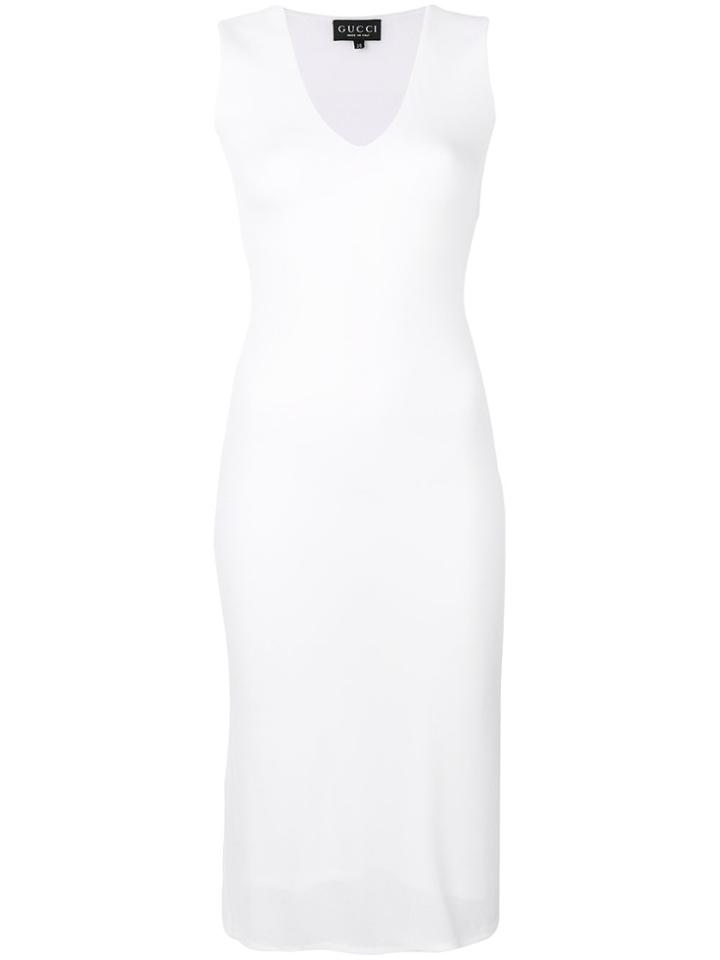 Gucci Vintage Slim Fit V-neck Dress - White