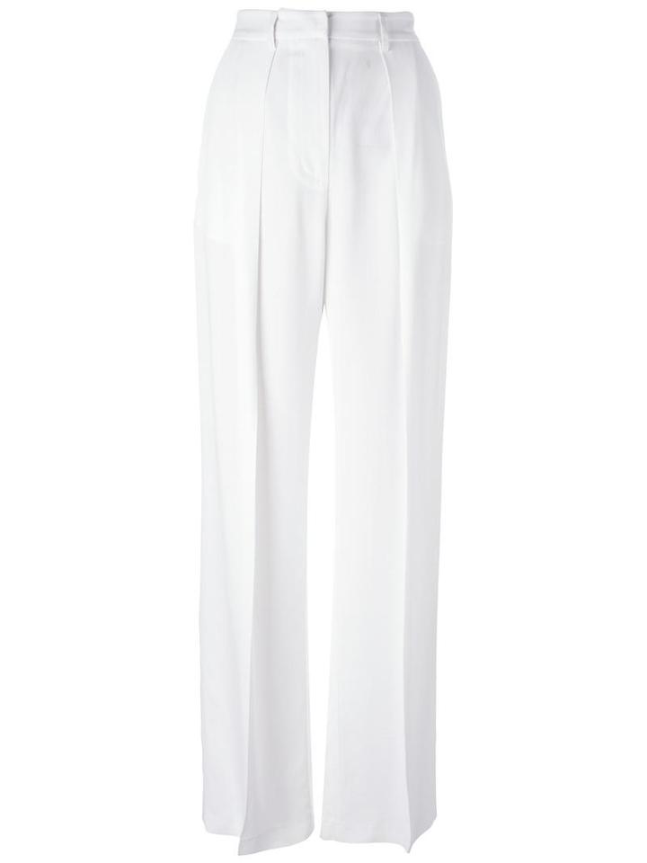 Msgm Front Pleat Trousers, Women's, Size: 42, White, Polyester/acetate/viscose