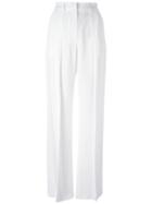 Msgm Front Pleat Trousers, Women's, Size: 42, White, Polyester/acetate/viscose