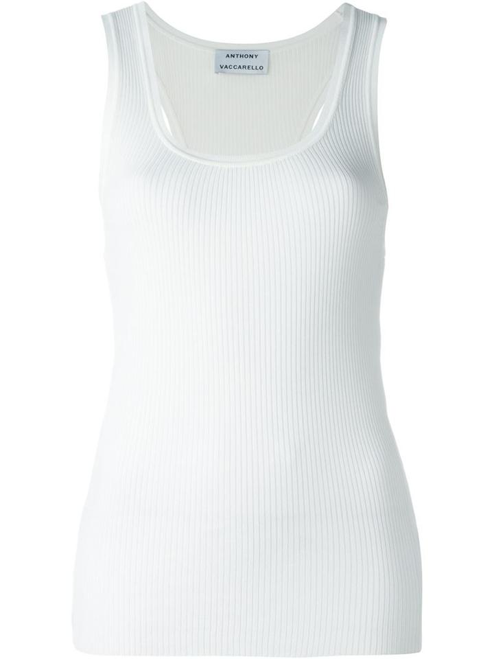 Anthony Vaccarello Ribbed Tank Top, Women's, Size: 40, White, Spandex/elastane/viscose