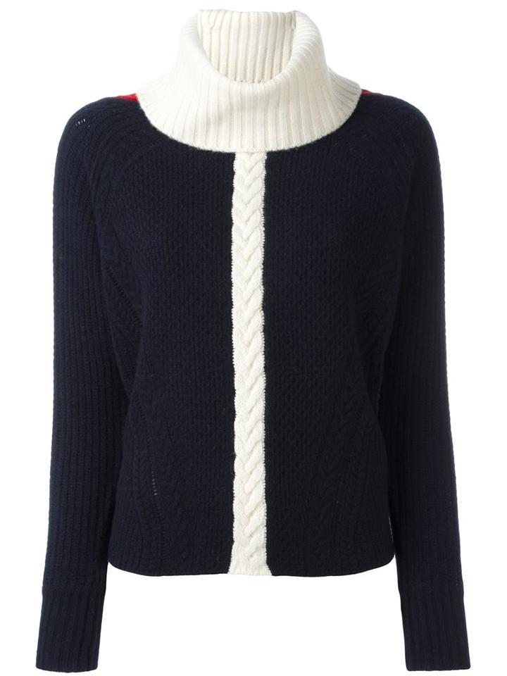 Michel Klein Tricolour Turtleneck Jumper, Women's, Size: 38, Blue, Cashmere/wool