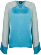 Fernanda Yamamoto V-neck Blouse, Women's, Size: 37, Blue, Viscose/polyester