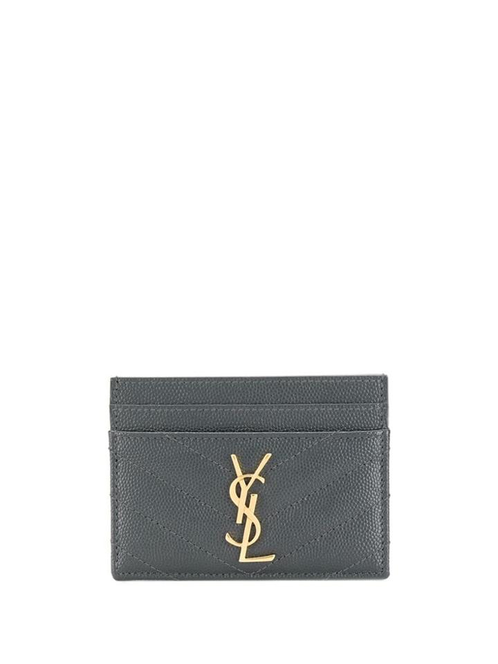 Saint Laurent Logo Appliqué Card Holder - Black