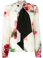 Lanvin Neck Tie Floral Blouse, Women's, Size: 40, Nude/neutrals, Silk